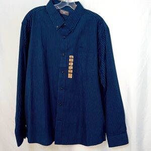 Dockers Men's Blue White Stripe Button Down Long Sleeve Shirt Size XL New w Tags